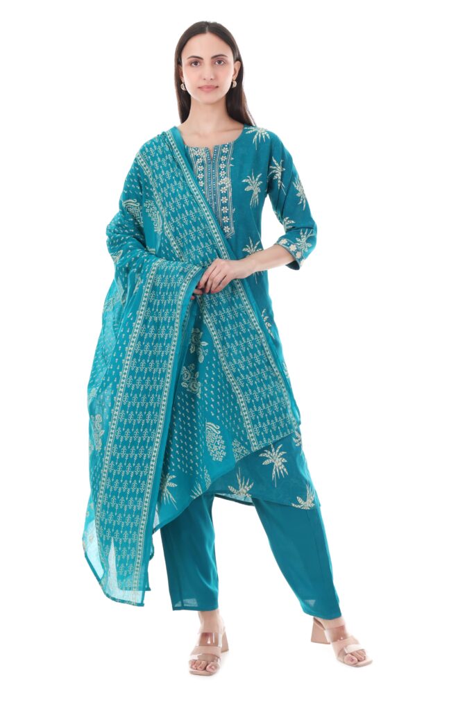 Blue cotton suit